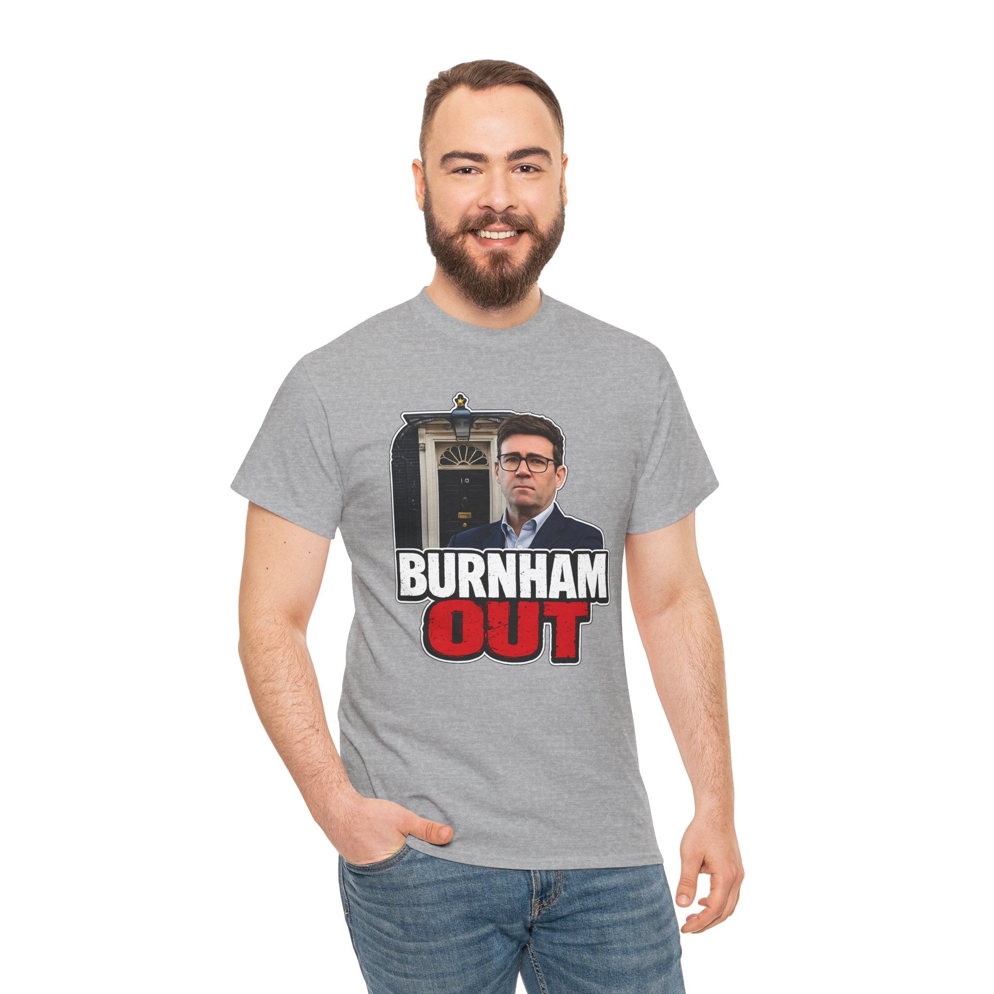 Andy Burnham Out Political Satire T‑Shirt — "Burnham Out" Protest Tee