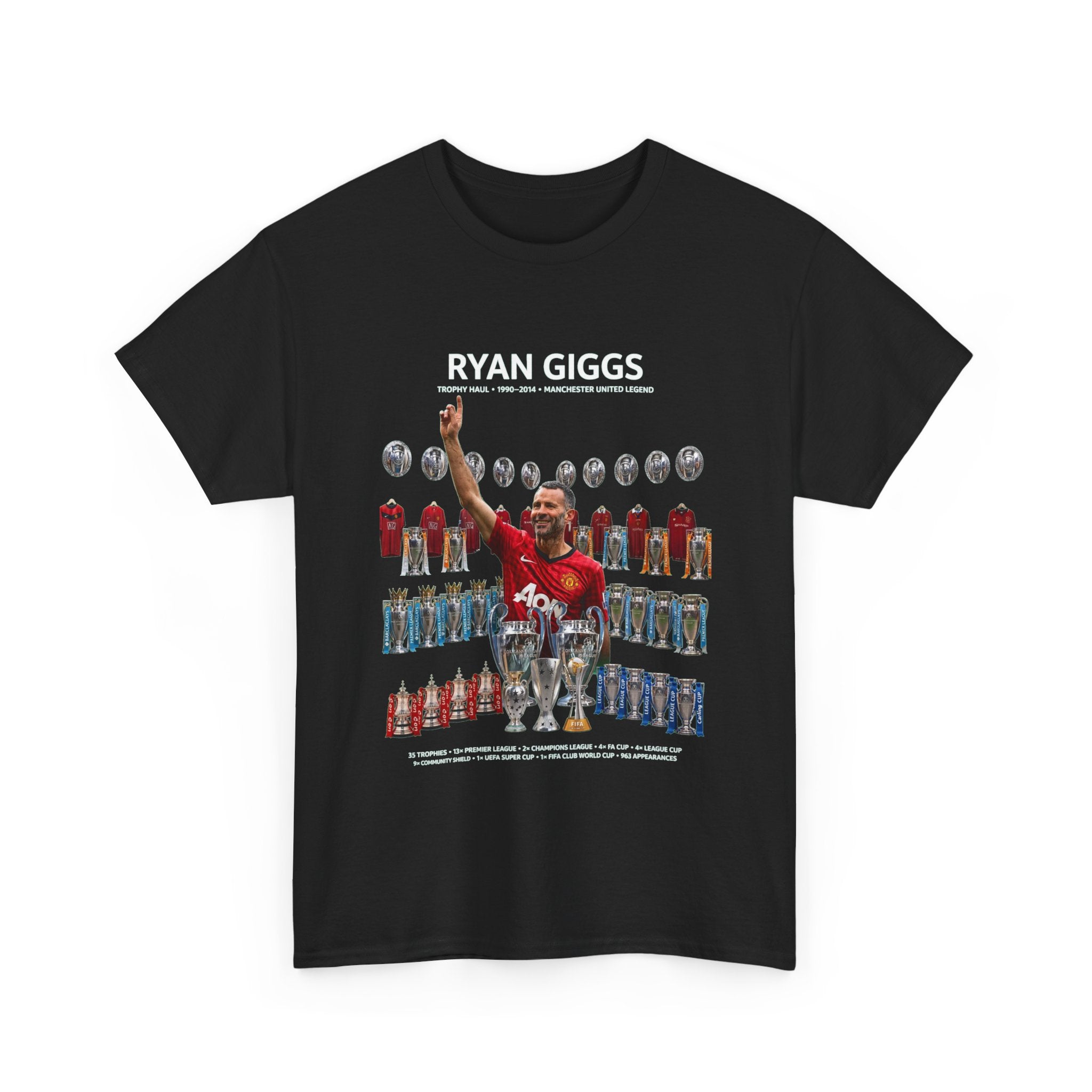 Ryan Giggs Trophy Haul Manchester United Legend Unisex Heavy Cotton Tee
