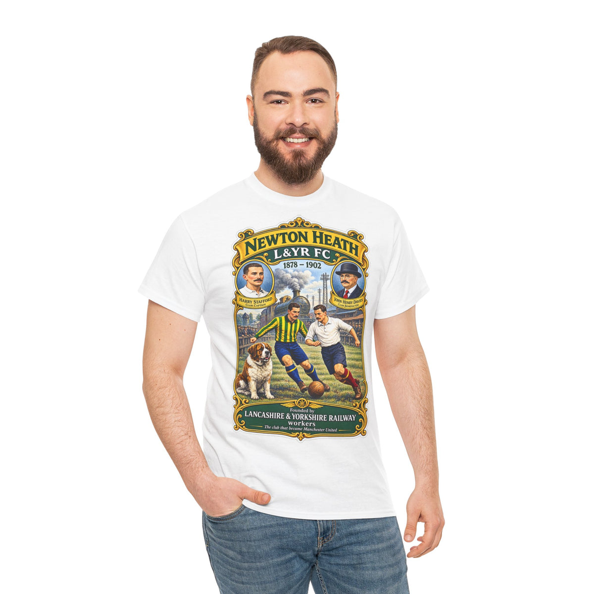 Newton Heath L&YR FC Vintage Football Tee — Lancashire & Yorkshire Railway Soccer Shirt