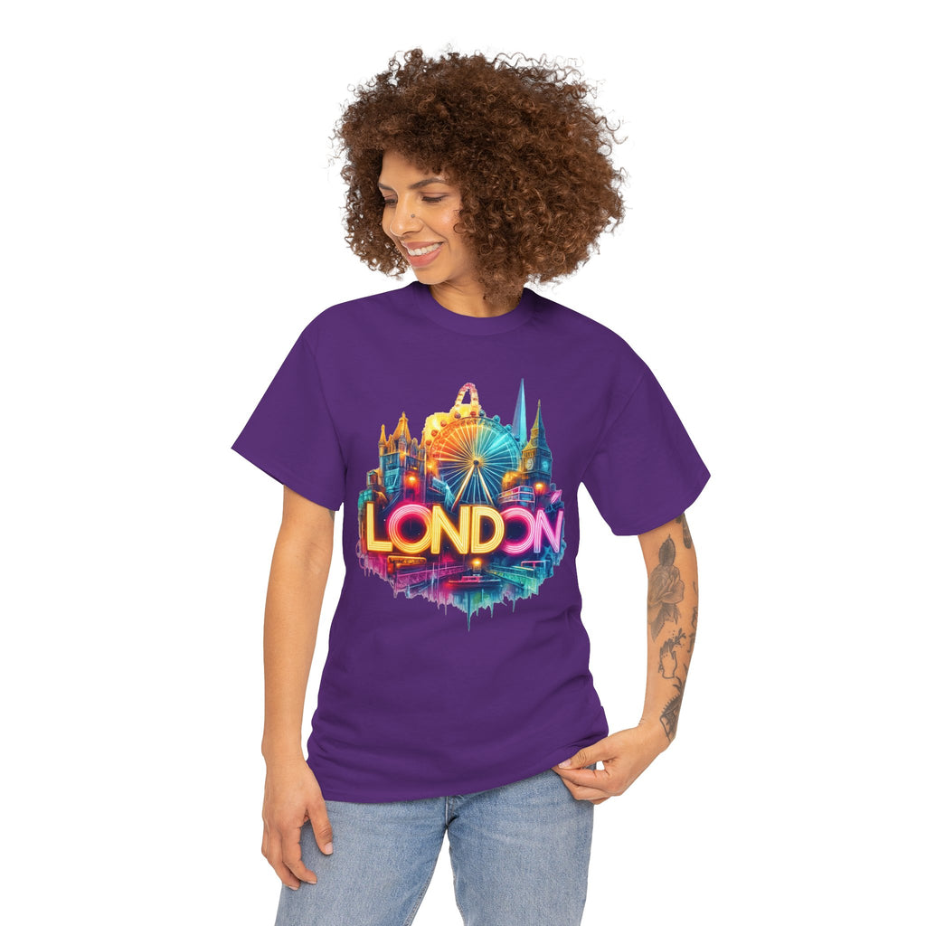 London Skyline Tee — Colorful Neon London Landmark T-Shirt