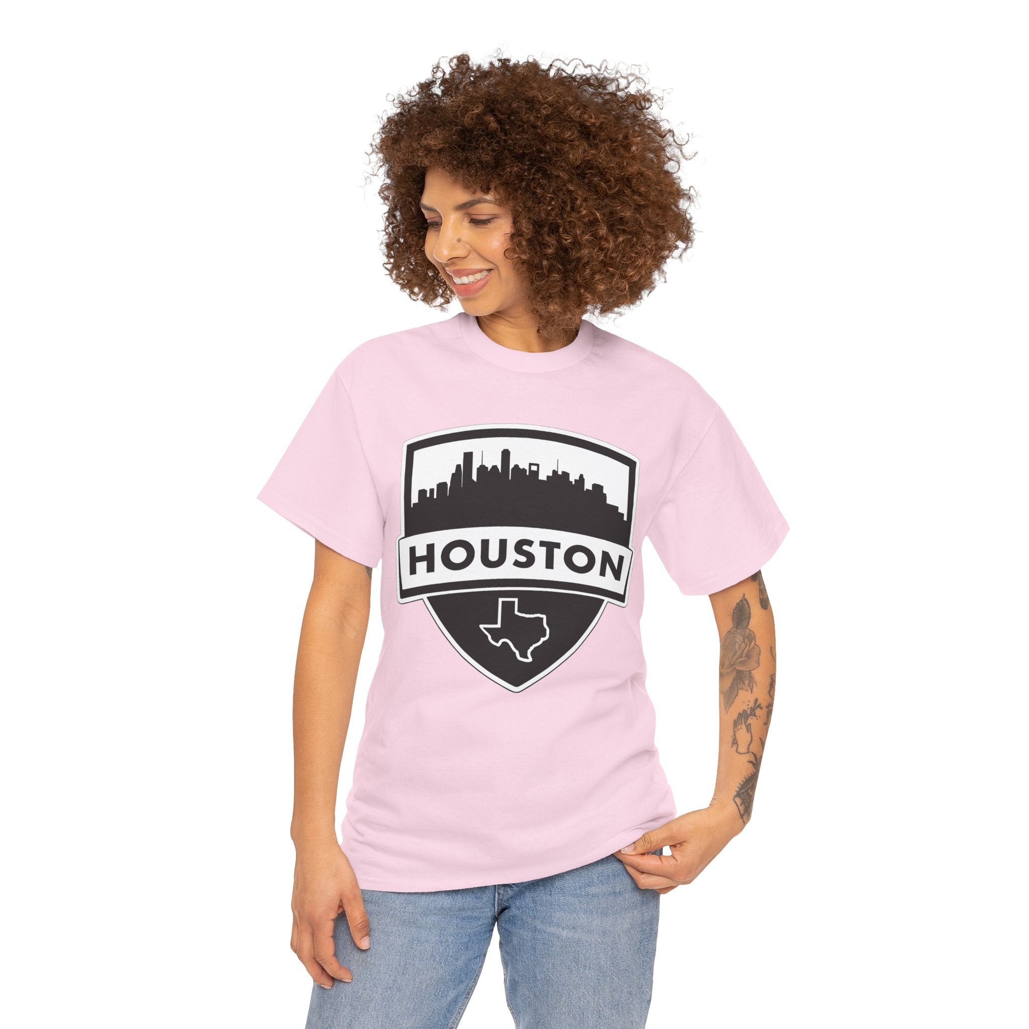 Houston Skyline Shield T-Shirt — Texas Outline City Pride Tee