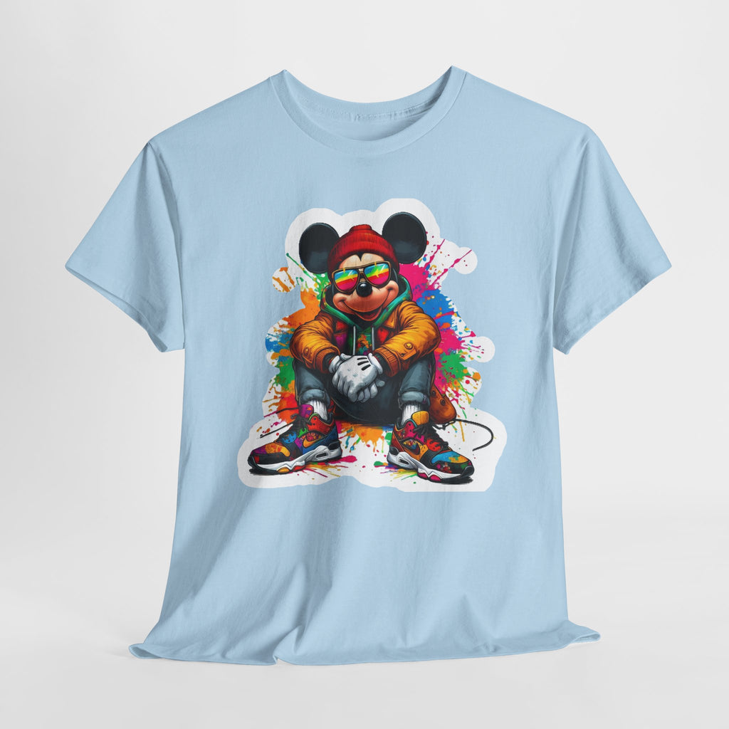 Streetwear Mouse Graphic Tee — Colorful Urban Hip-Hop Cartoon Shirt