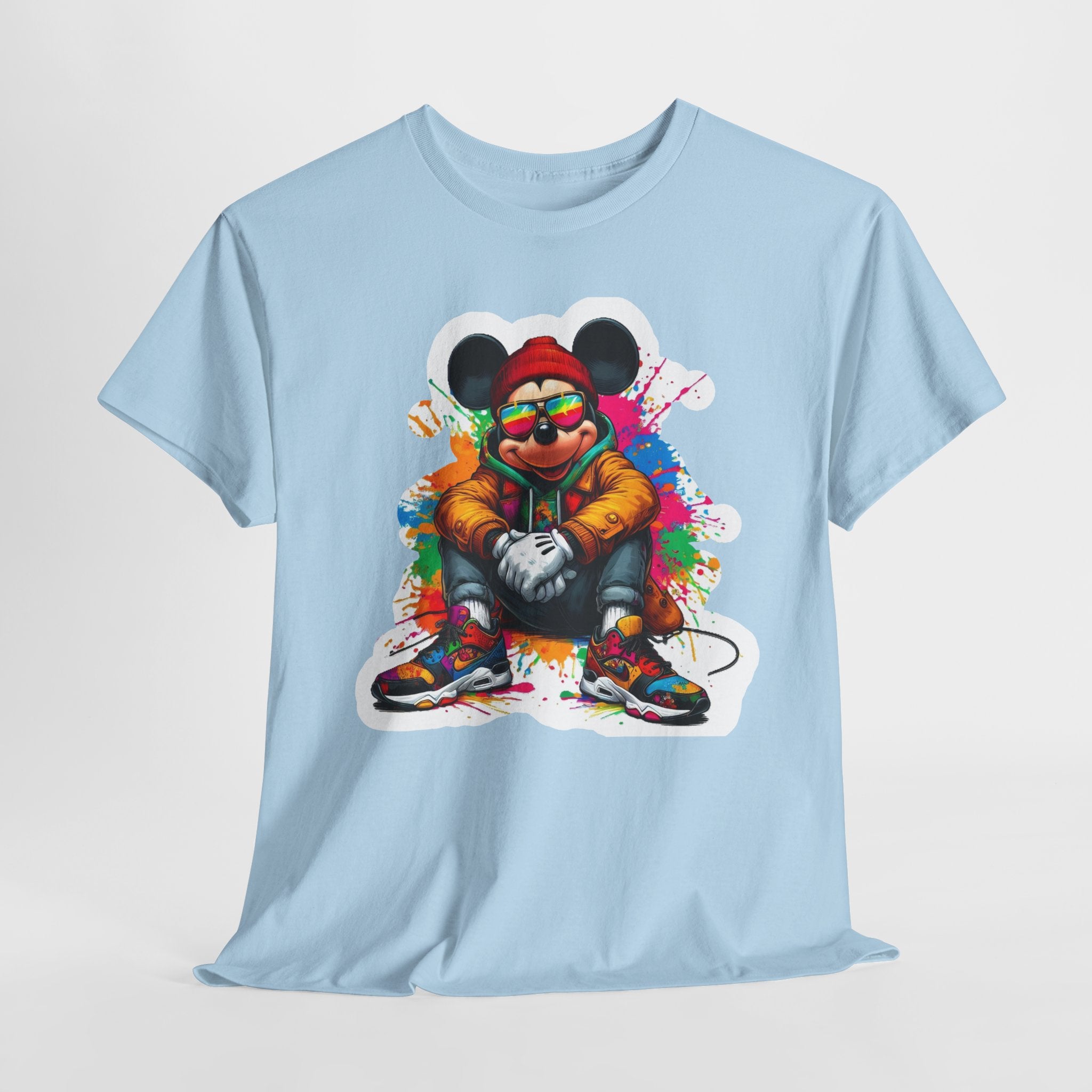 Streetwear Mouse Graphic Tee — Colorful Urban Hip-Hop Cartoon Shirt