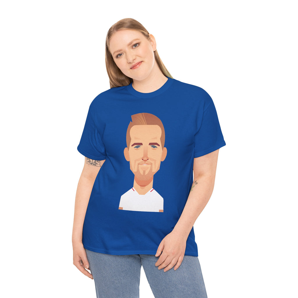 Harry Kane England Caricature Portrait Tee — Minimal Male Face Graphic Cotton T-Shirt