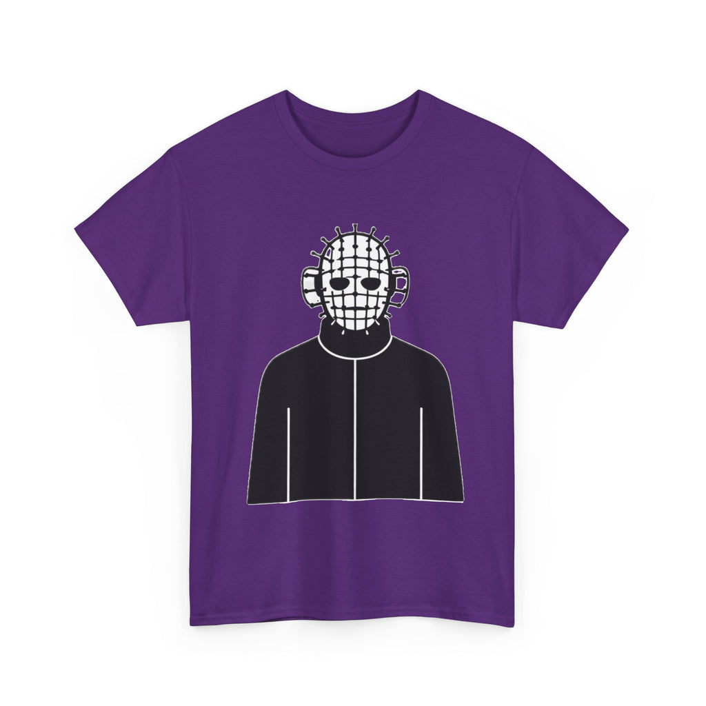 Horror Mask Graphic Tee — Pinhead-Inspired Skull Design