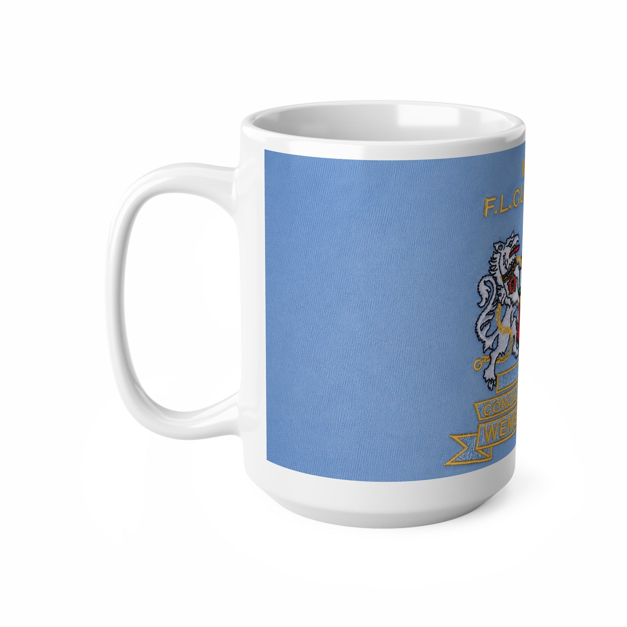 Manchester City Football Club Crest Mug — 'M.C.F.C. F.L. Cup Winners 1976' Ceramic Coffee Cup (11oz, 15oz)