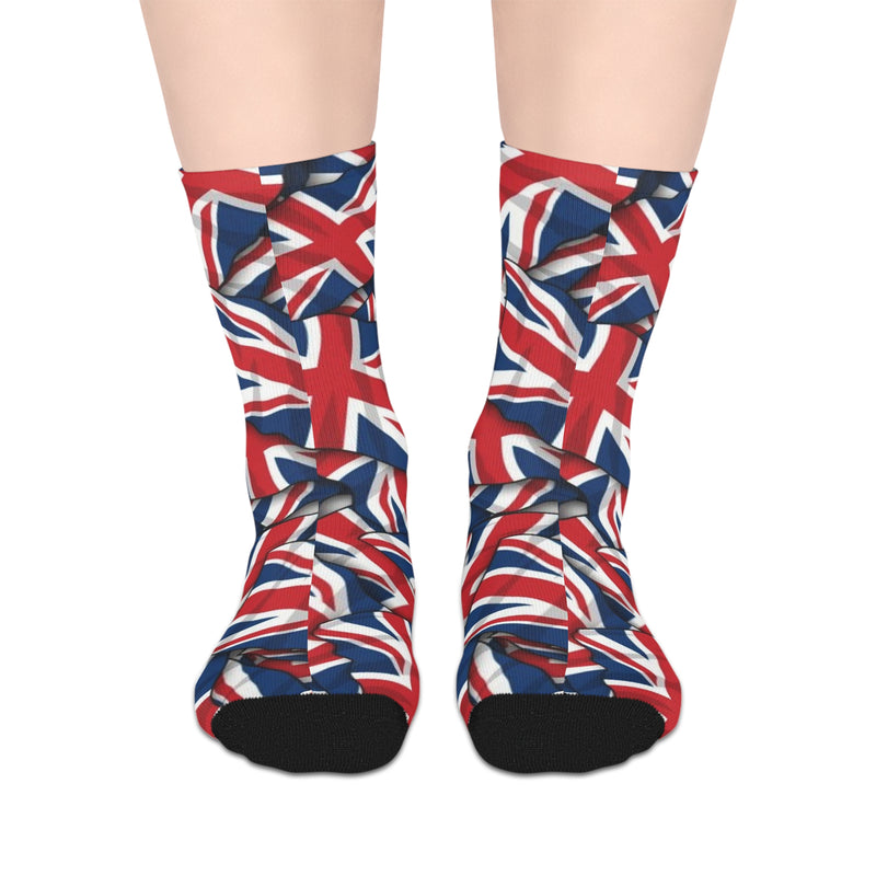 Union Jack Mid-Calf Socks — British Flag Patterned Socks for UK Pride & Events