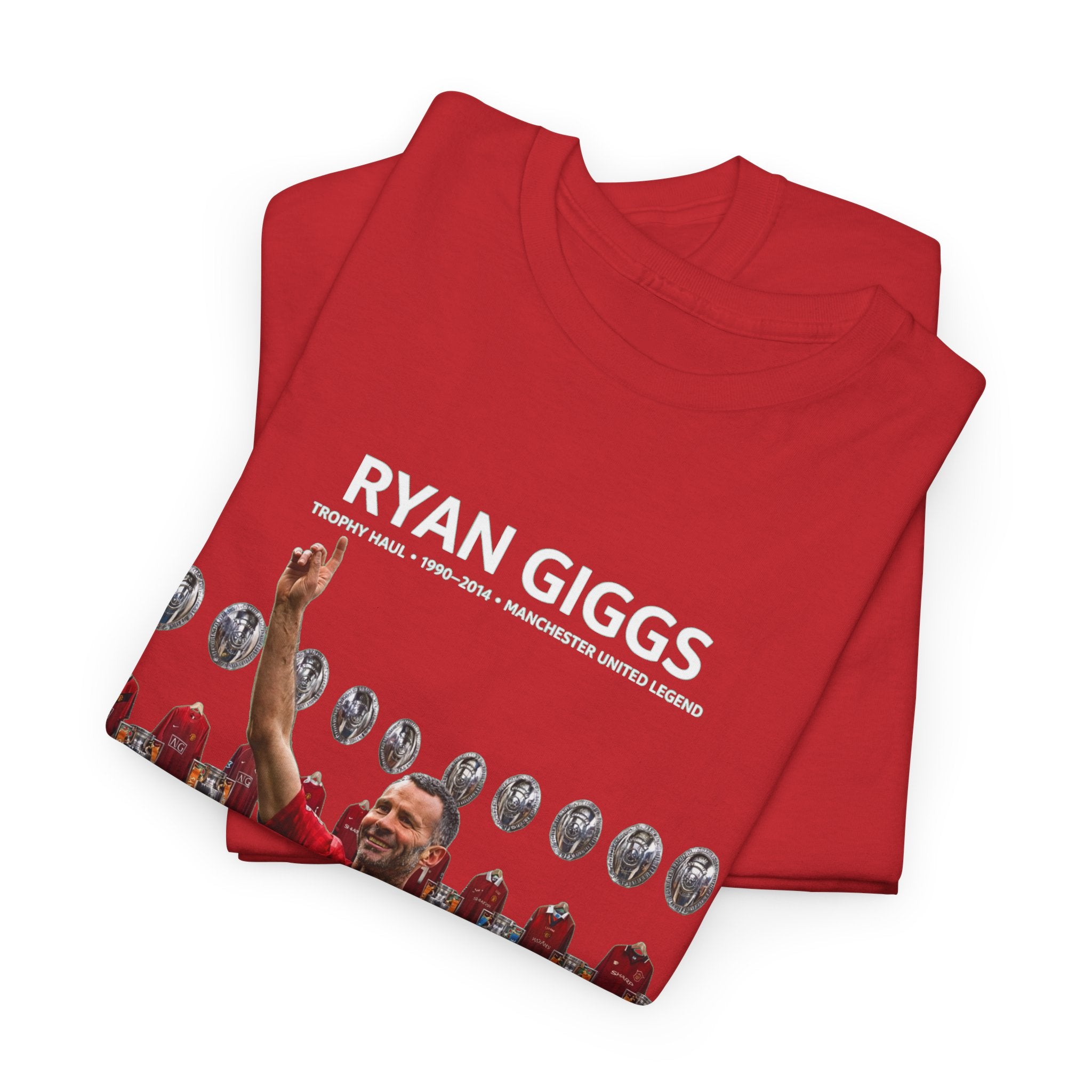 Ryan Giggs Trophy Haul Manchester United Legend Unisex Heavy Cotton Tee