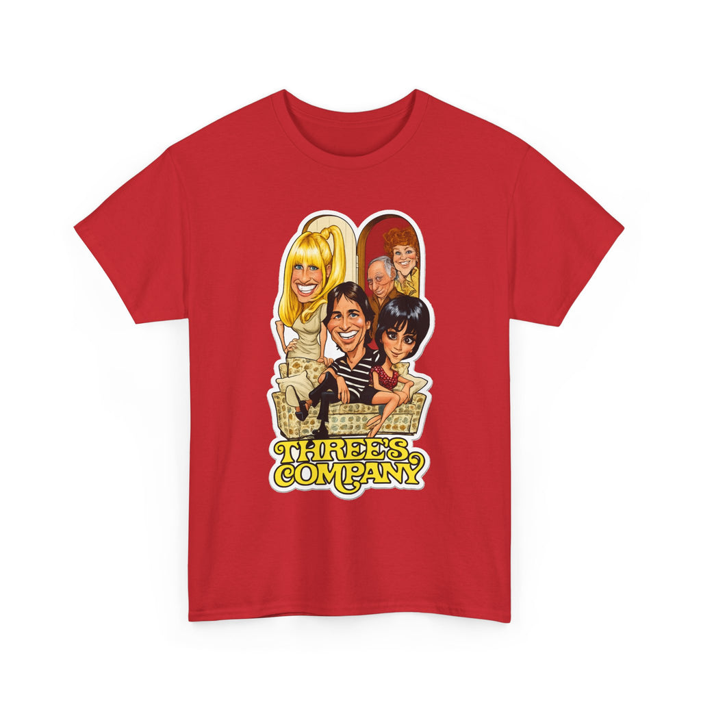 Three's Company Retro TV Tee — Vintage Sitcom Caricature T-Shirt