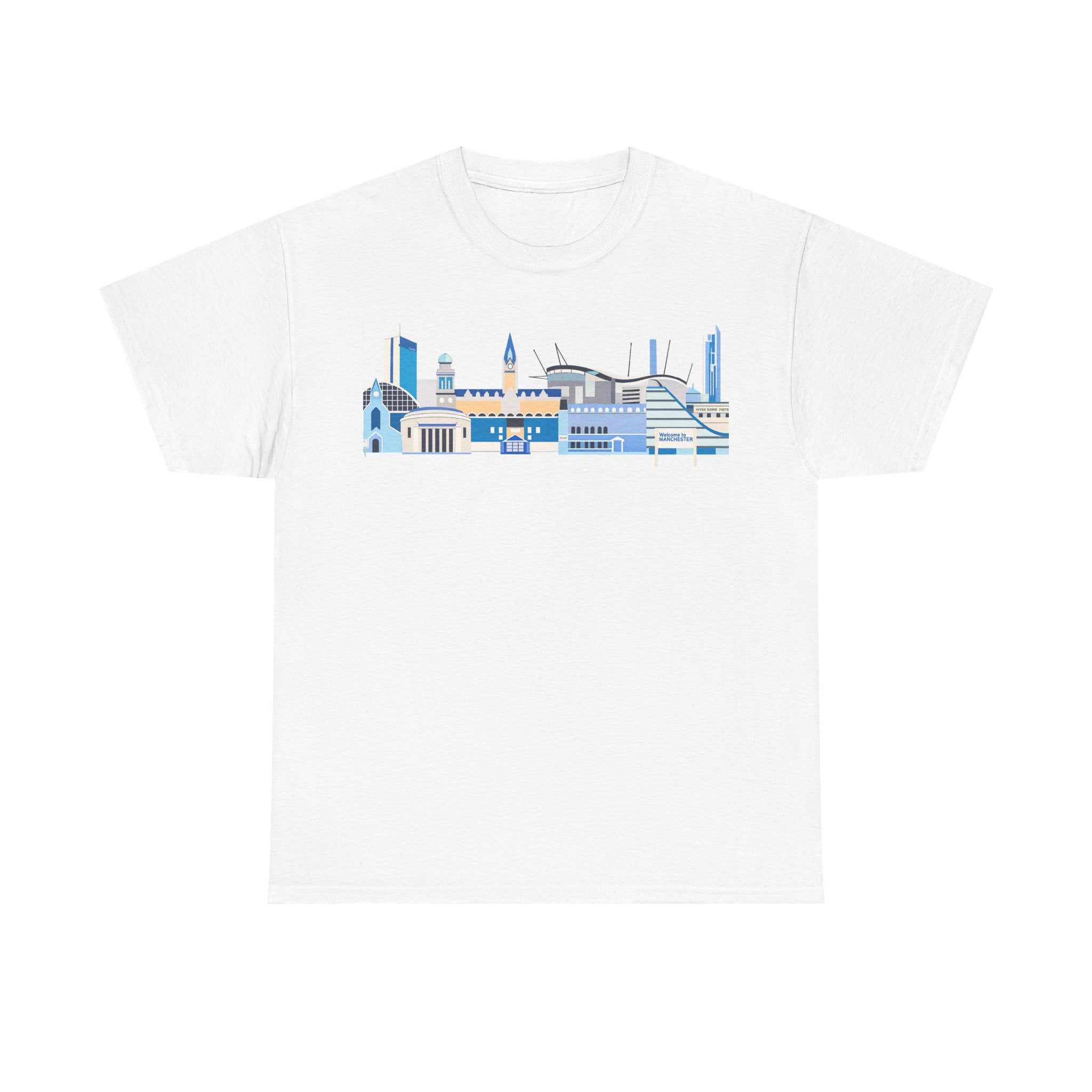 Manchester City Skyline Tee — Minimal Blue Urban Landscape T‑Shirt