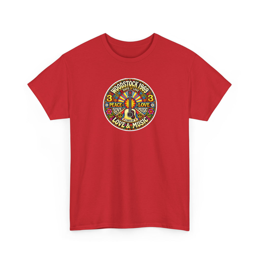 Woodstock 1969 Peace & Love Graphic Cotton T- Shirt / Tee