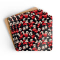 Mickey Mouse Pattern Cork Coaster Set — Retro Cartoon Drink Coasters (4-Pack)