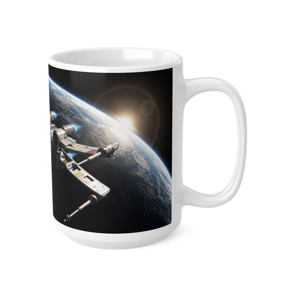 Spacefighter Coffee Mug — Retro Starship Ceramic Cup (11oz & 15oz)