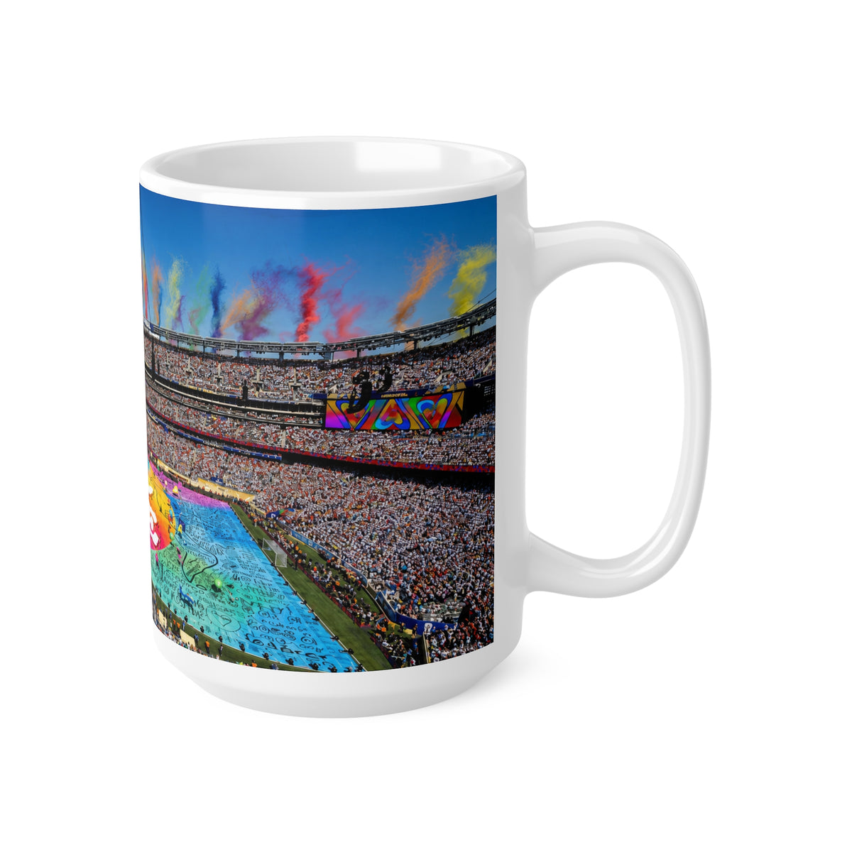 World Cup Final 2026 Stadium Pride Coffee Mug — Colorful Rainbow Smoke Sports Stadium 11/15oz Ceramic