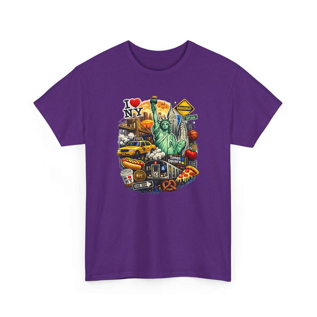 New York City Icons T-Shirt — Statue of Liberty, Taxi & I  NY Collage Tee