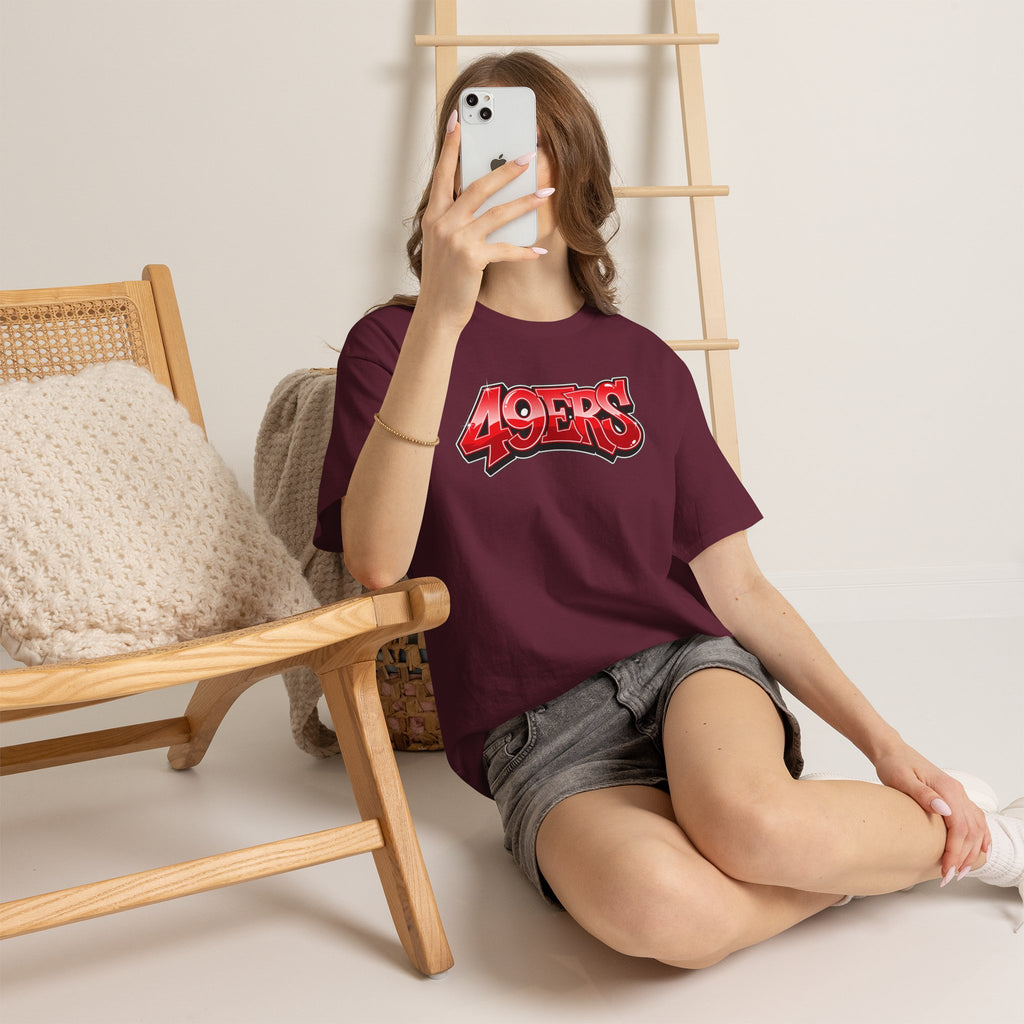 T-Shirt — '49ERS' Red Graffiti Sports Logo Tee