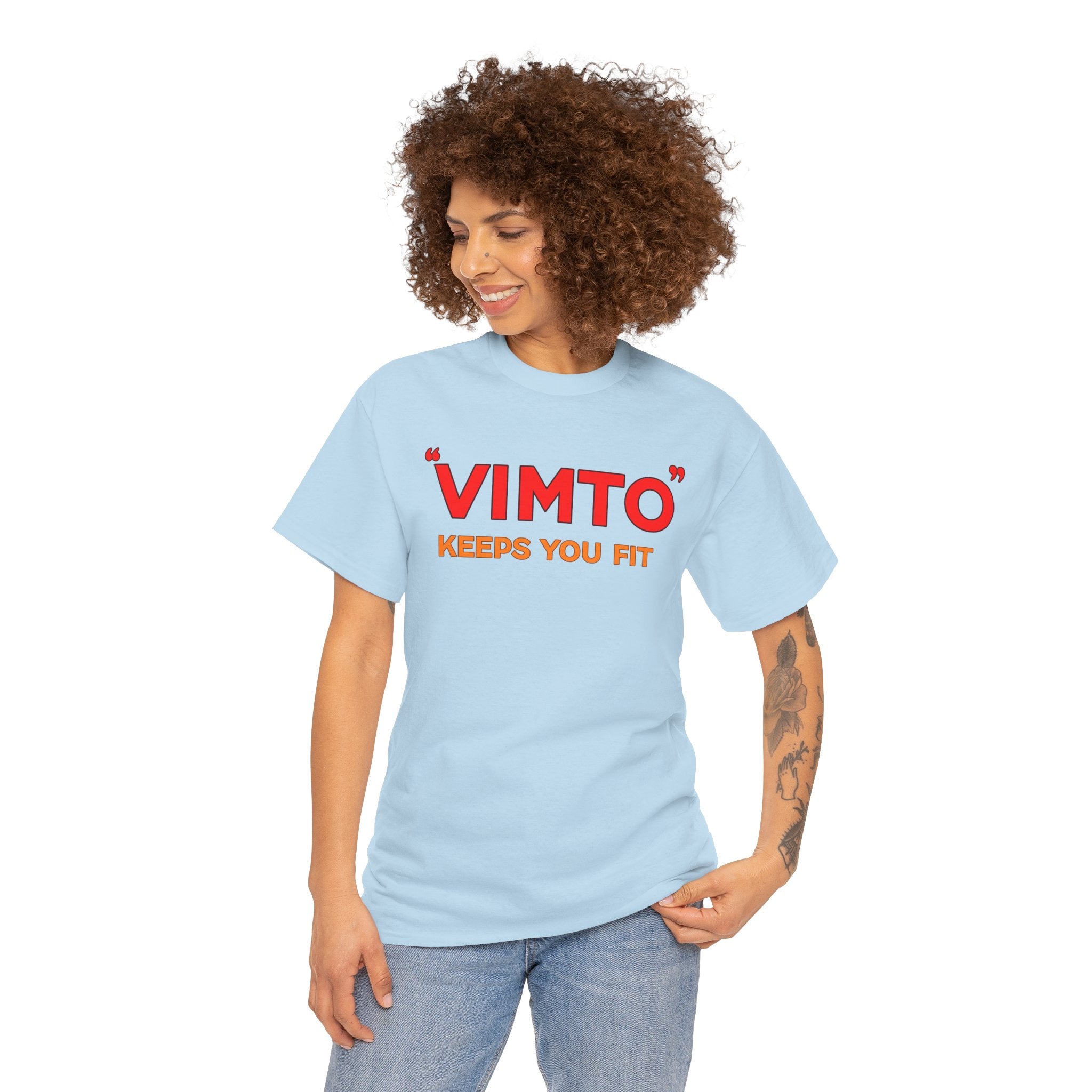 VIMTO "Keeps You Fit" Graphic Tee — Retro Beverage Logo T-Shirt