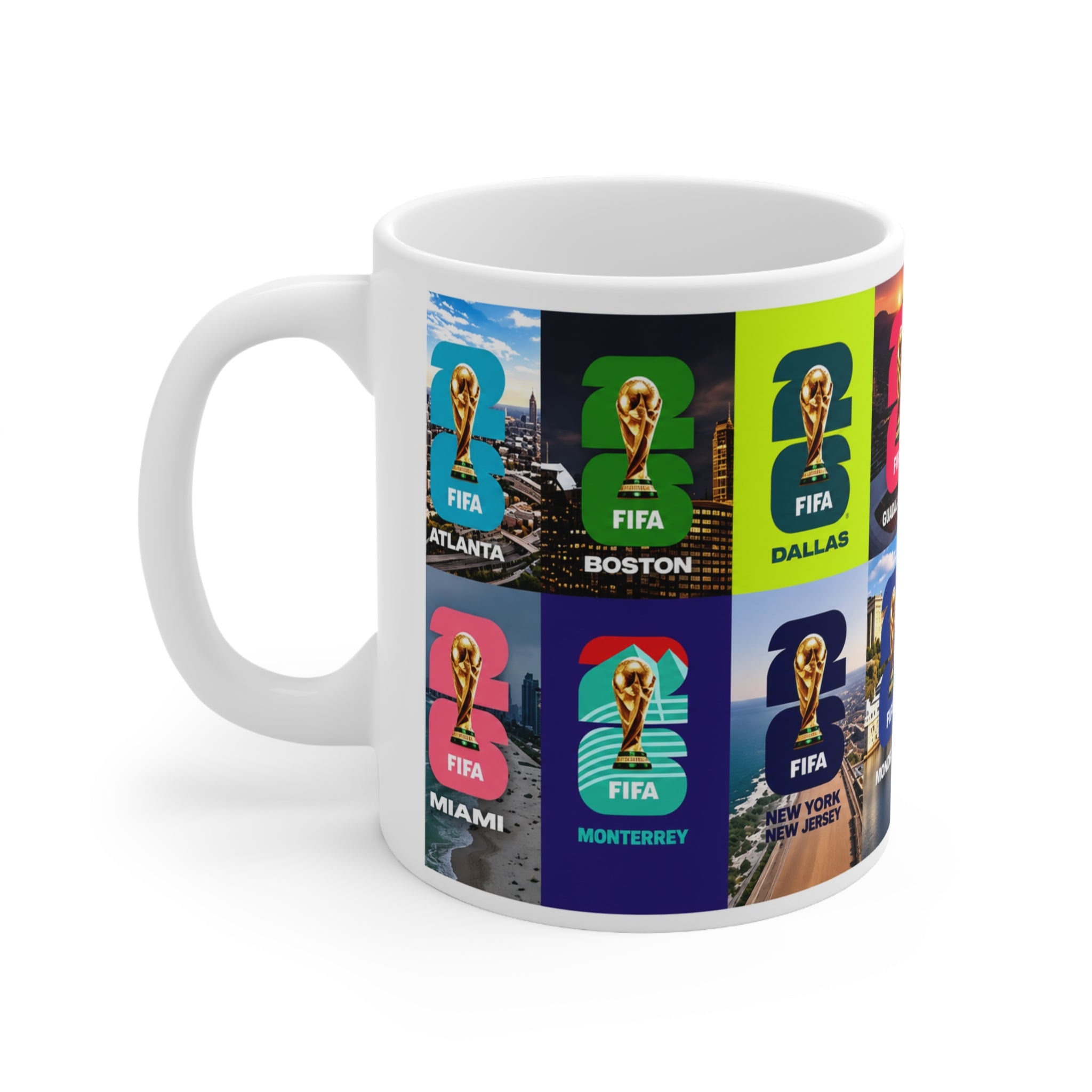 FIFA World Cup Cities Collage Mug — 11oz/15oz Ceramic Coffee Cup