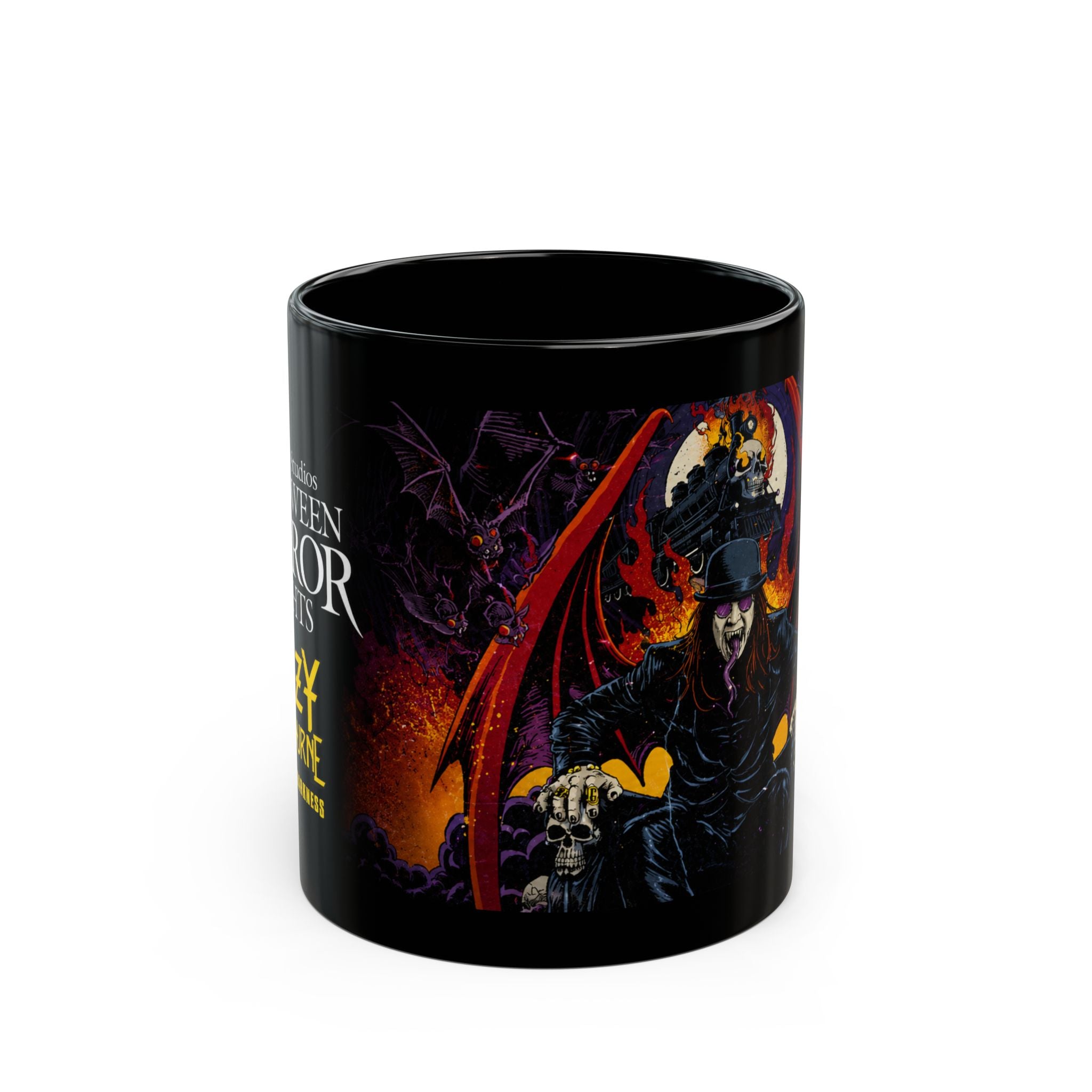 Gothic Halloween Black Mug — Demon Bat Witch Skull Design (11oz/15oz)