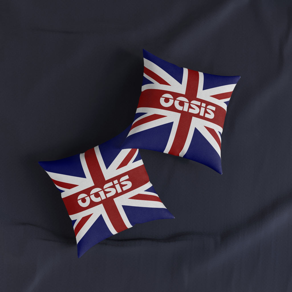 Union Jack Oasis Accent Pillow – British Rock Band Throw Cushion