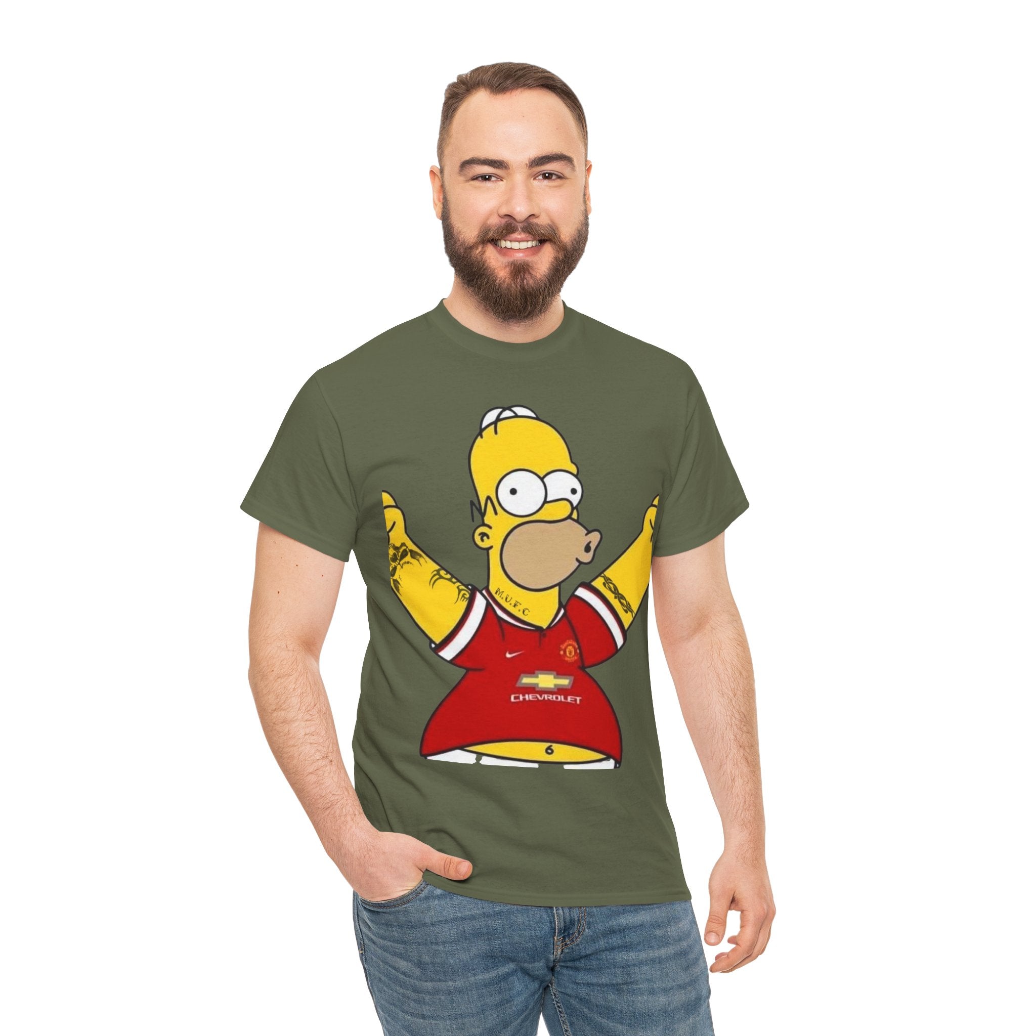 Homer Simpson Manchester Fan T-Shirt — Cartoon Football Supporter Tee