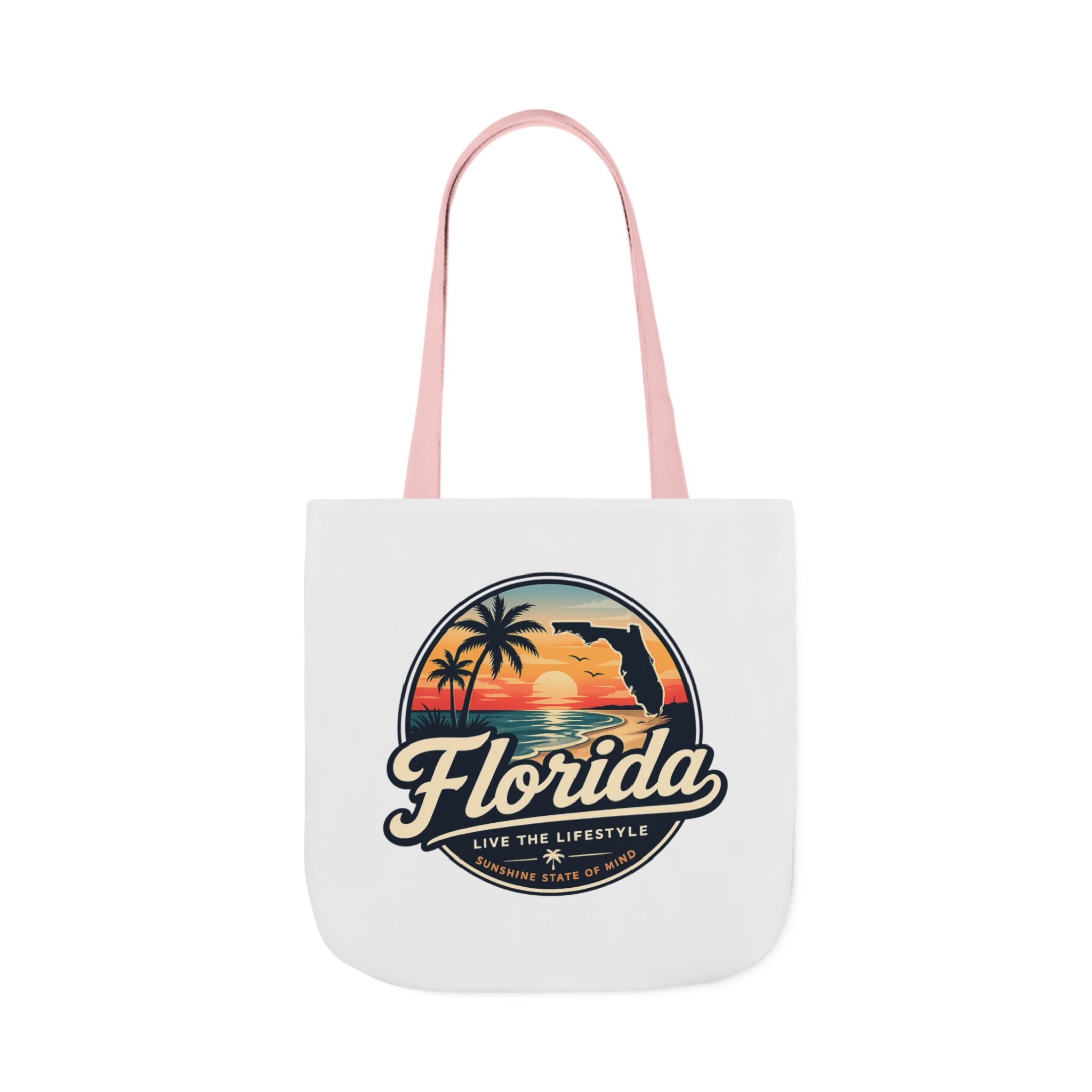 Florida Sunset Canvas Tote Bag — Retro Palm Beach Design