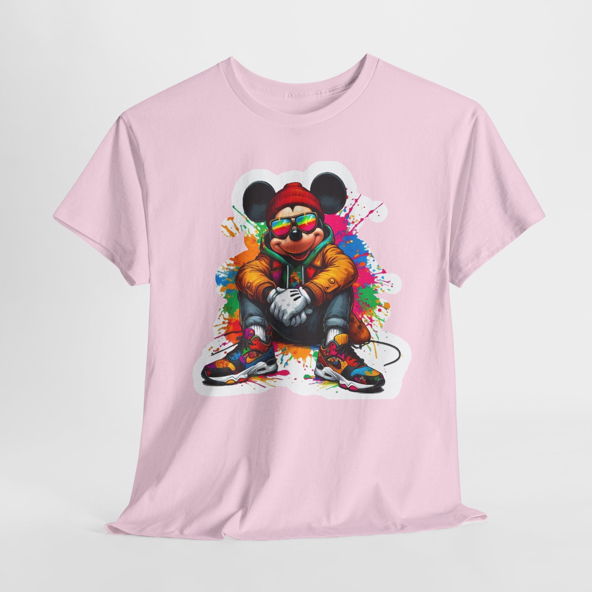 Streetwear Mouse Graphic Tee — Colorful Urban Hip-Hop Cartoon Shirt