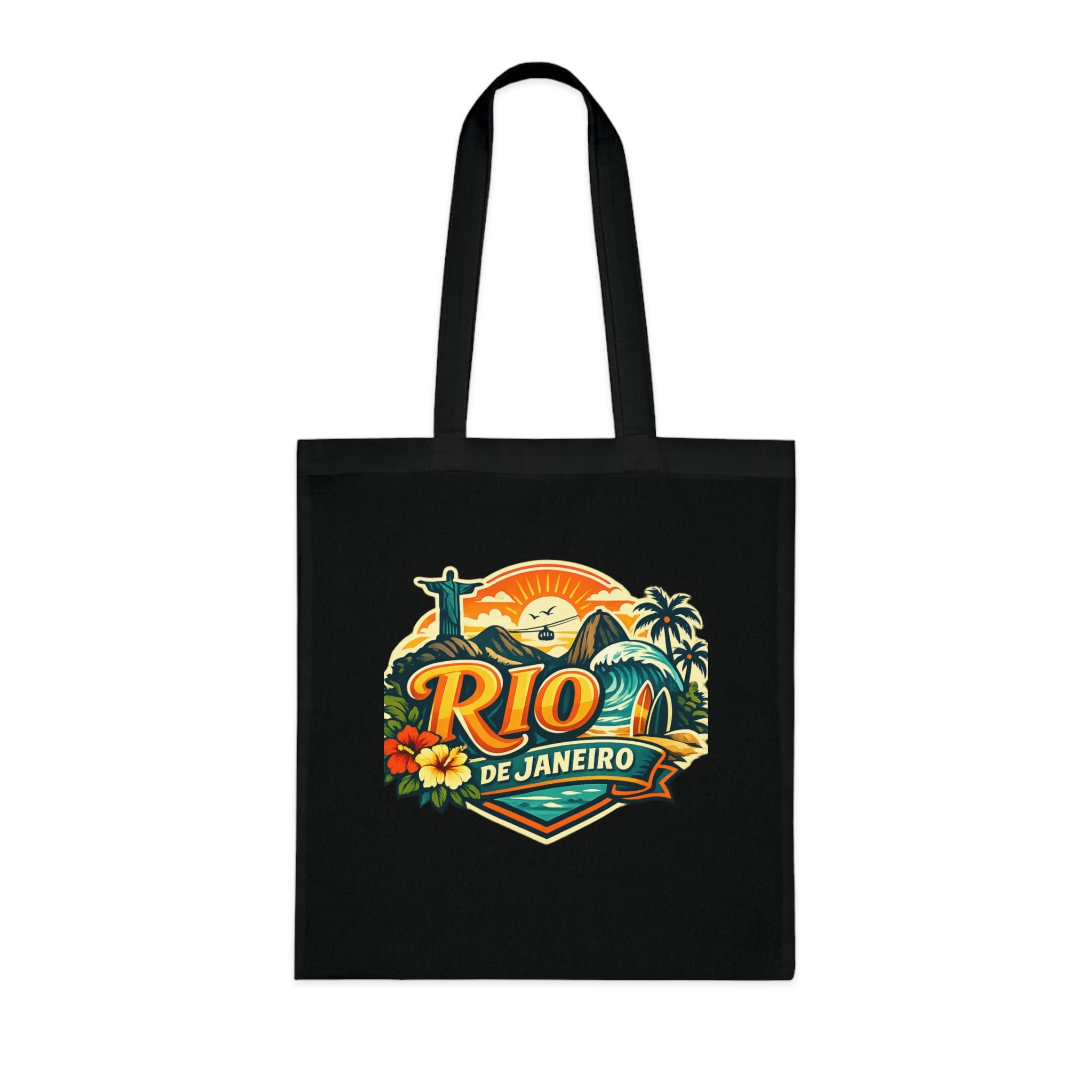 Rio de Janeiro / West Palm Beach Beach Tote — Retro Tropical Cotton Tote Bag