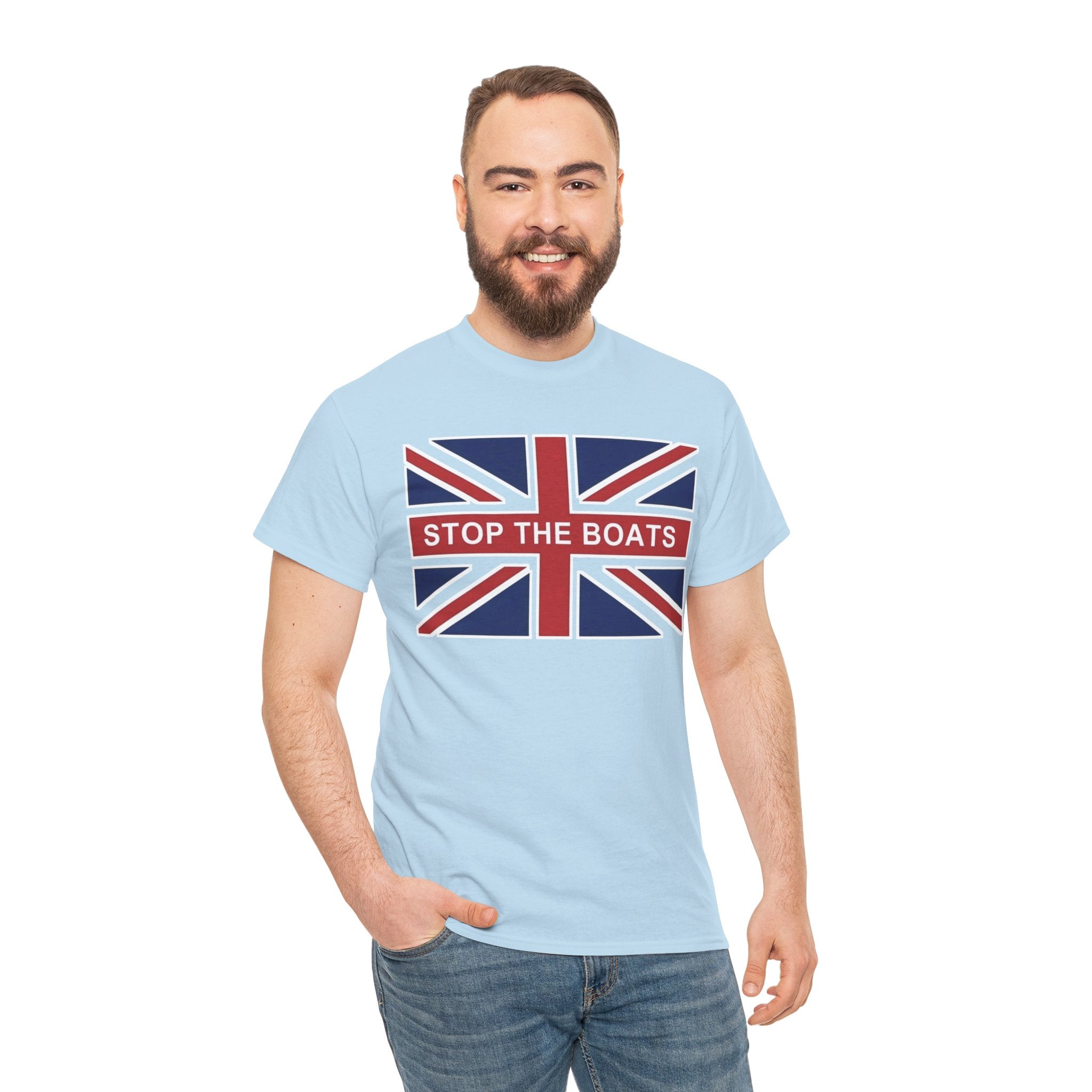 Union Jack "Stop The Boats" Political Statement Tee / T-Shirt
