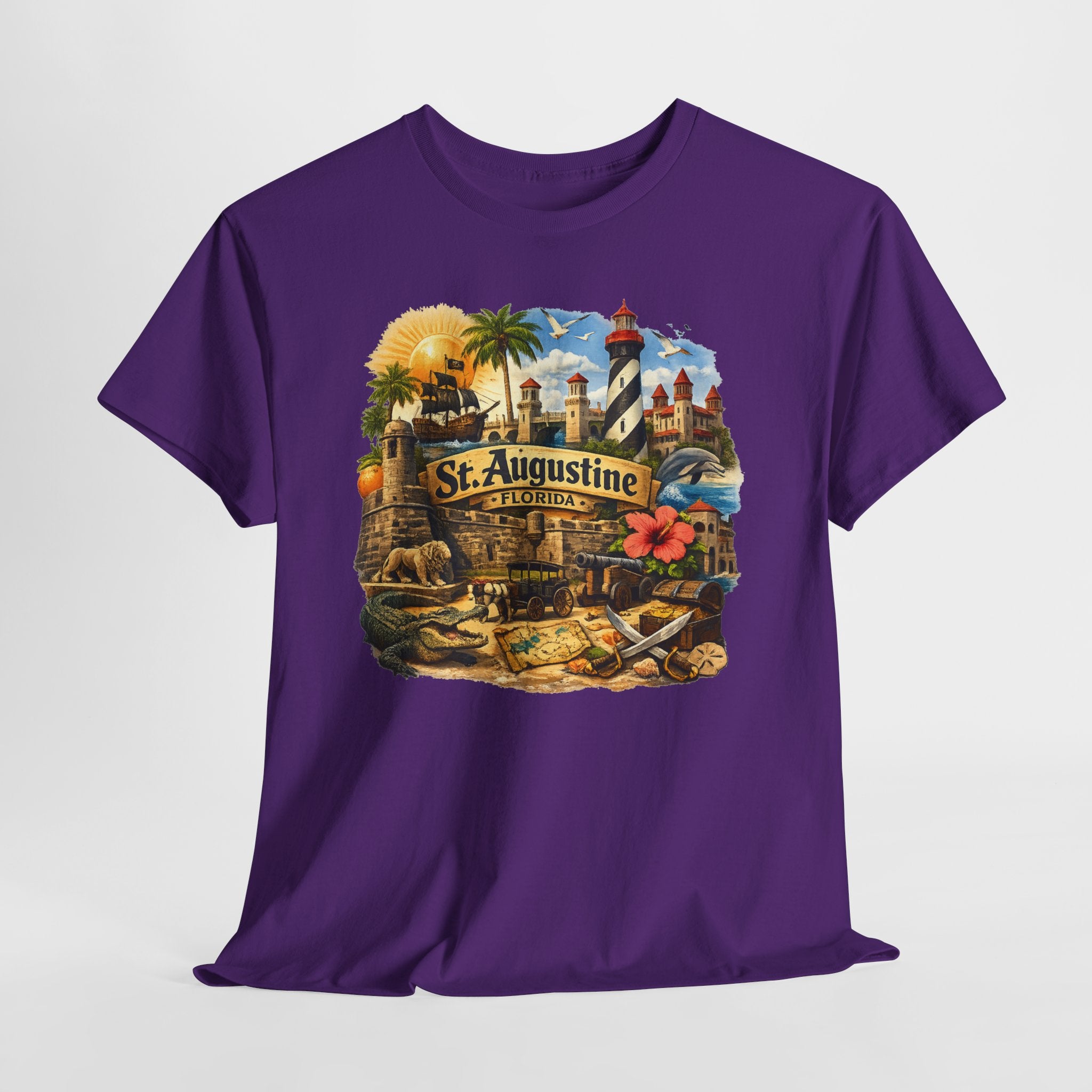 St. Augustine Florida Vintage Travel Tee — Retro Beach & Lighthouse Souvenir T-Shirt