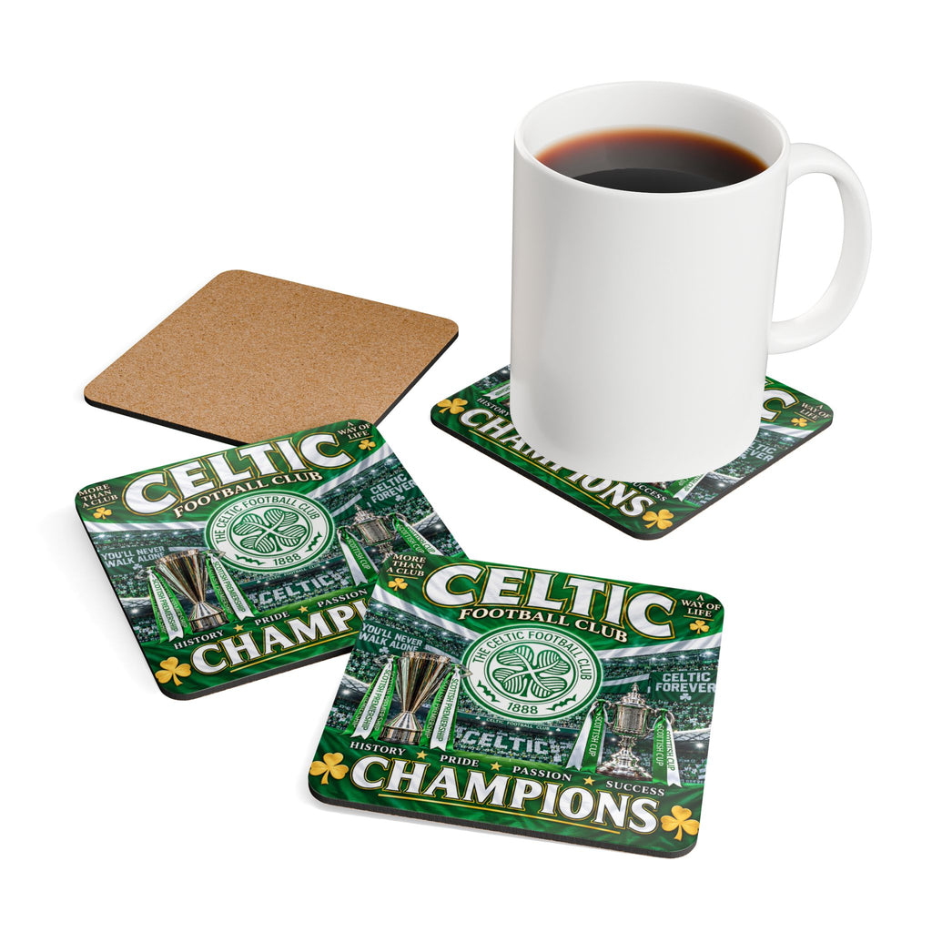 Celtic Football Club 'Champions' Cork Coaster Set — 4-Pack Fan Barware