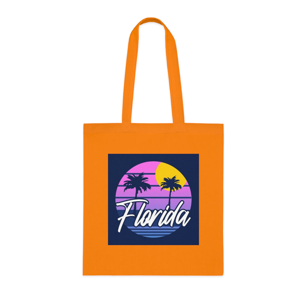 Florida Sunset Palm Tote Bag — Retro Beach Cotton Tote