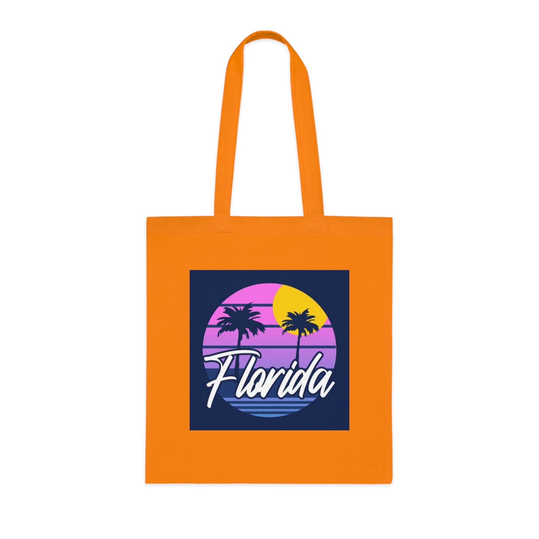 Florida Sunset Palm Tote Bag — Retro Beach Cotton Tote