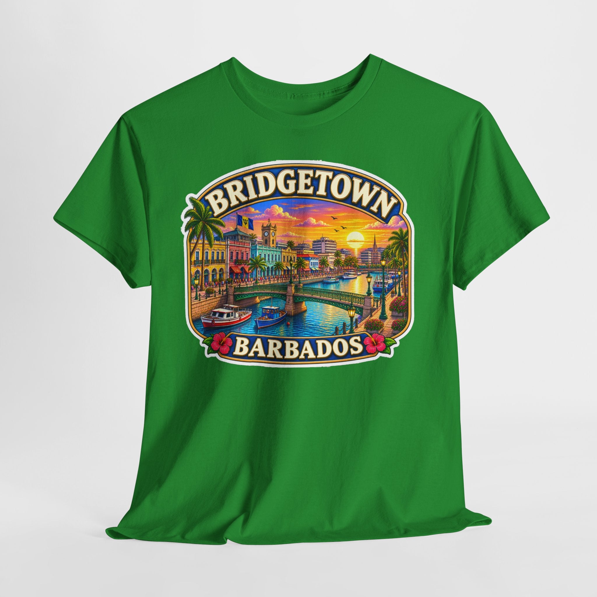 Bridgetown Barbados Vintage Sunset Tee — Caribbean Travel Souvenir T-Shirt