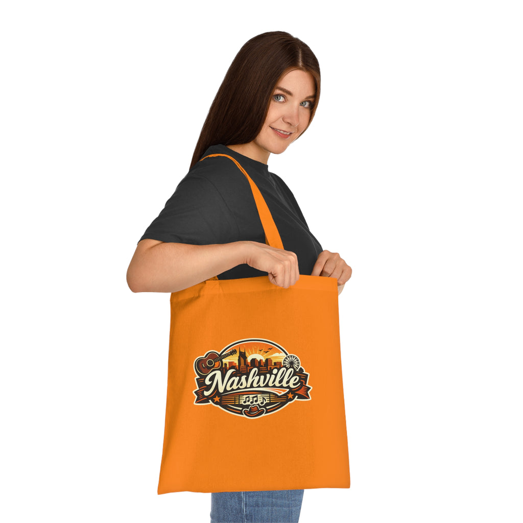 Nashville Retro Badge Tote Bag — Music City Souvenir Cotton Tote