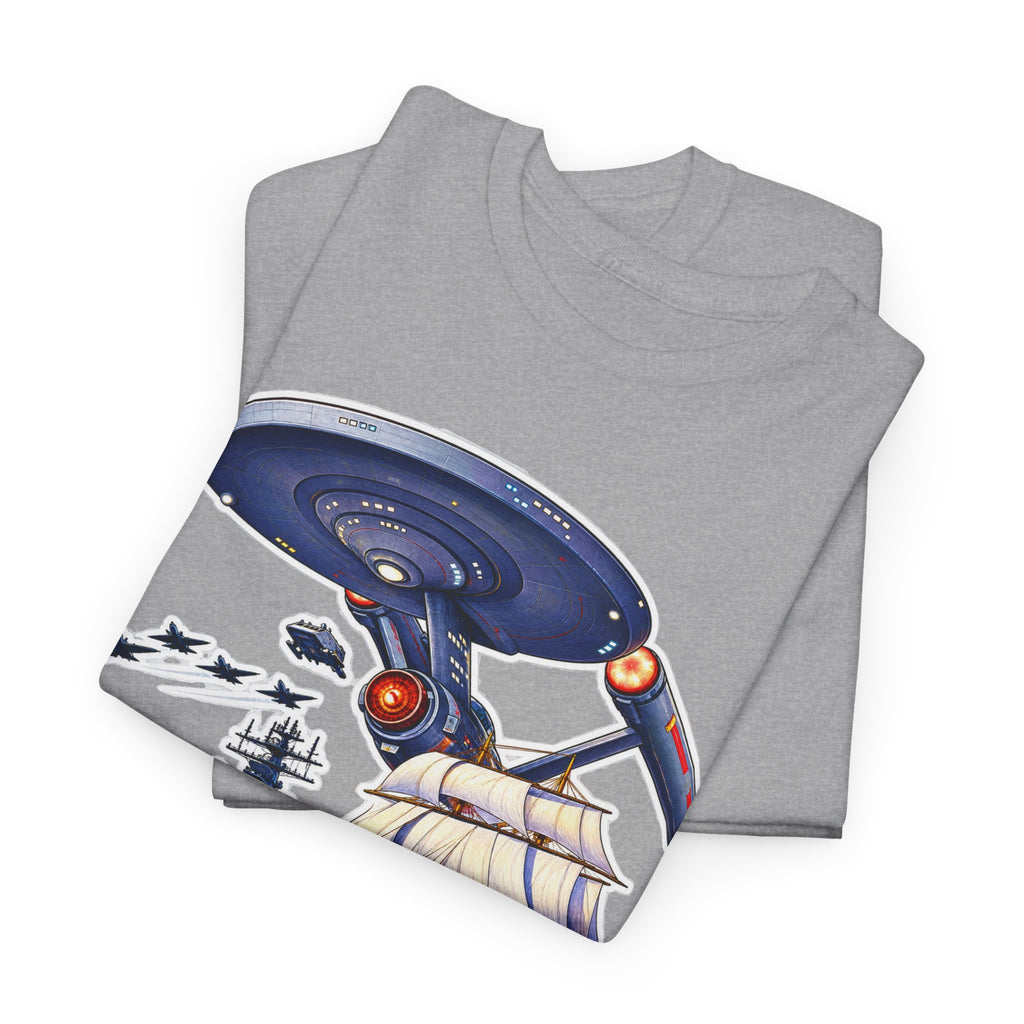 Nautical Starship Called Enterprise T-Shirt — Vintage Sailing Ship Meets Spaceship Graphic Tee