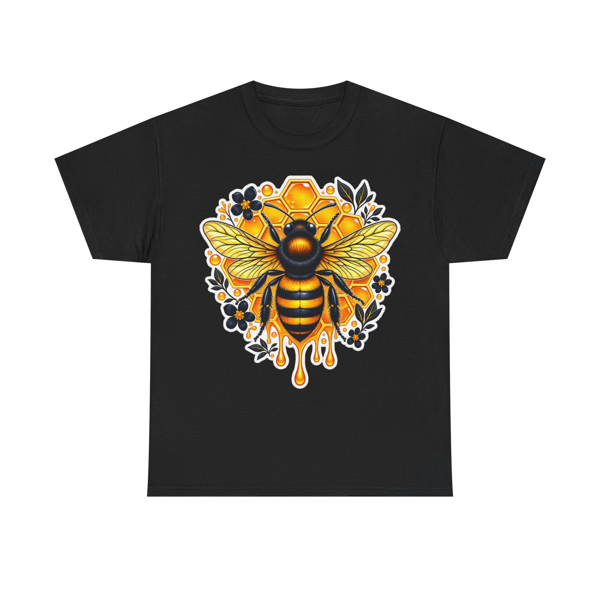 Manchester Bee Honeycomb T‑Shirt — Floral Dripping Honey Graphic Tee