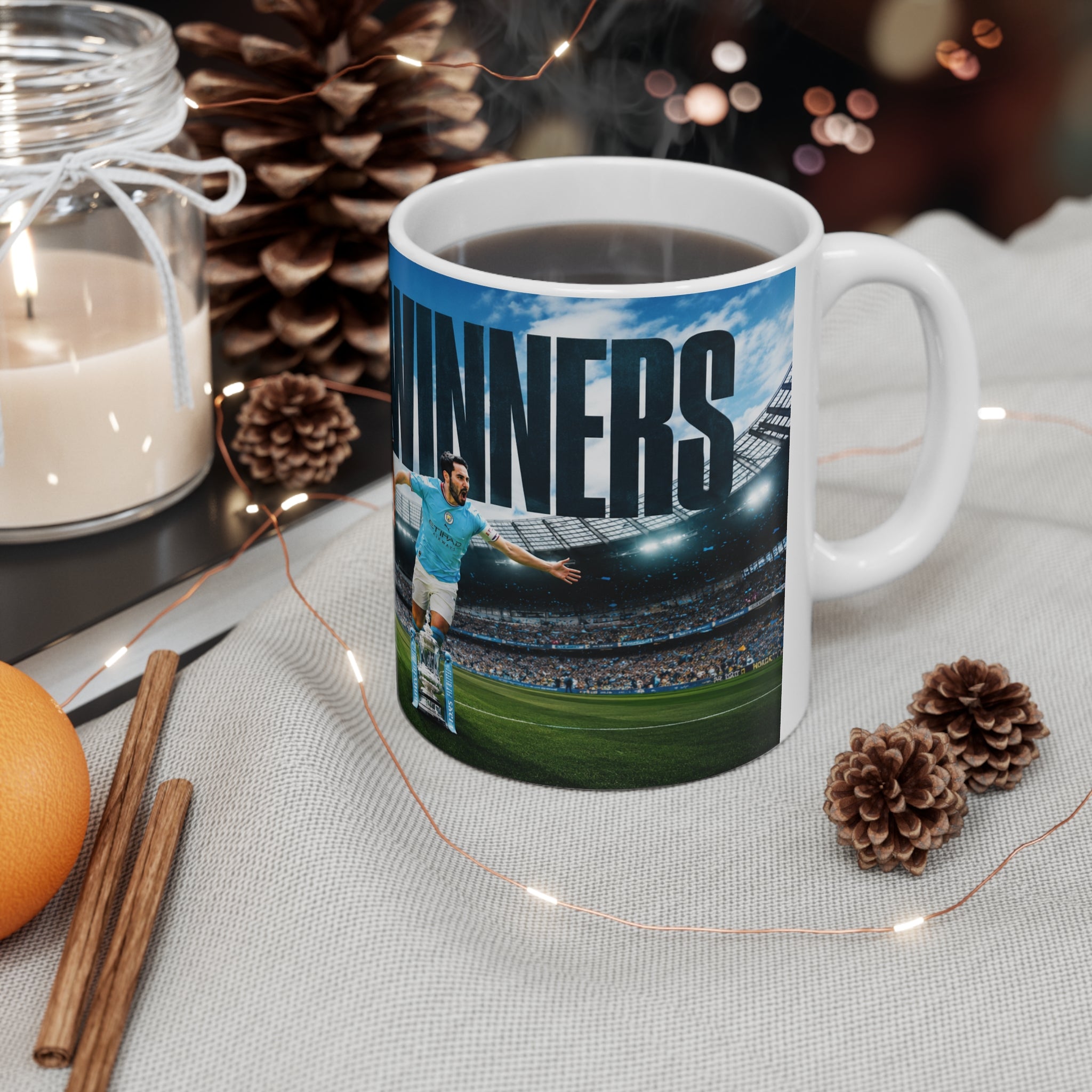 Manchester City Treble Winners Ceramic Coffee Mug — "Treble Winners" Ceramic Coffee Cup (11oz & 15oz)