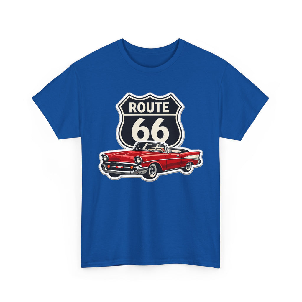 Route 66 Classic Car T‑Shirt — Retro Red Convertible Road Trip Tee