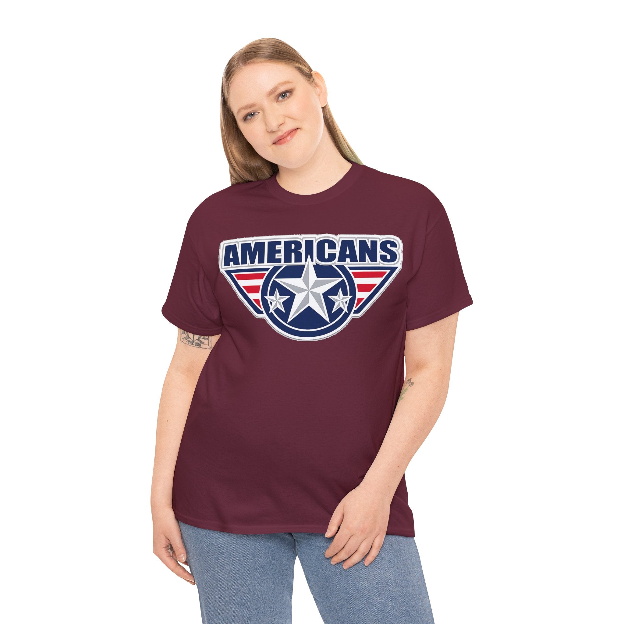 Americans Patriotic Star T‑Shirt — Red White Blue USA Graphic Tee