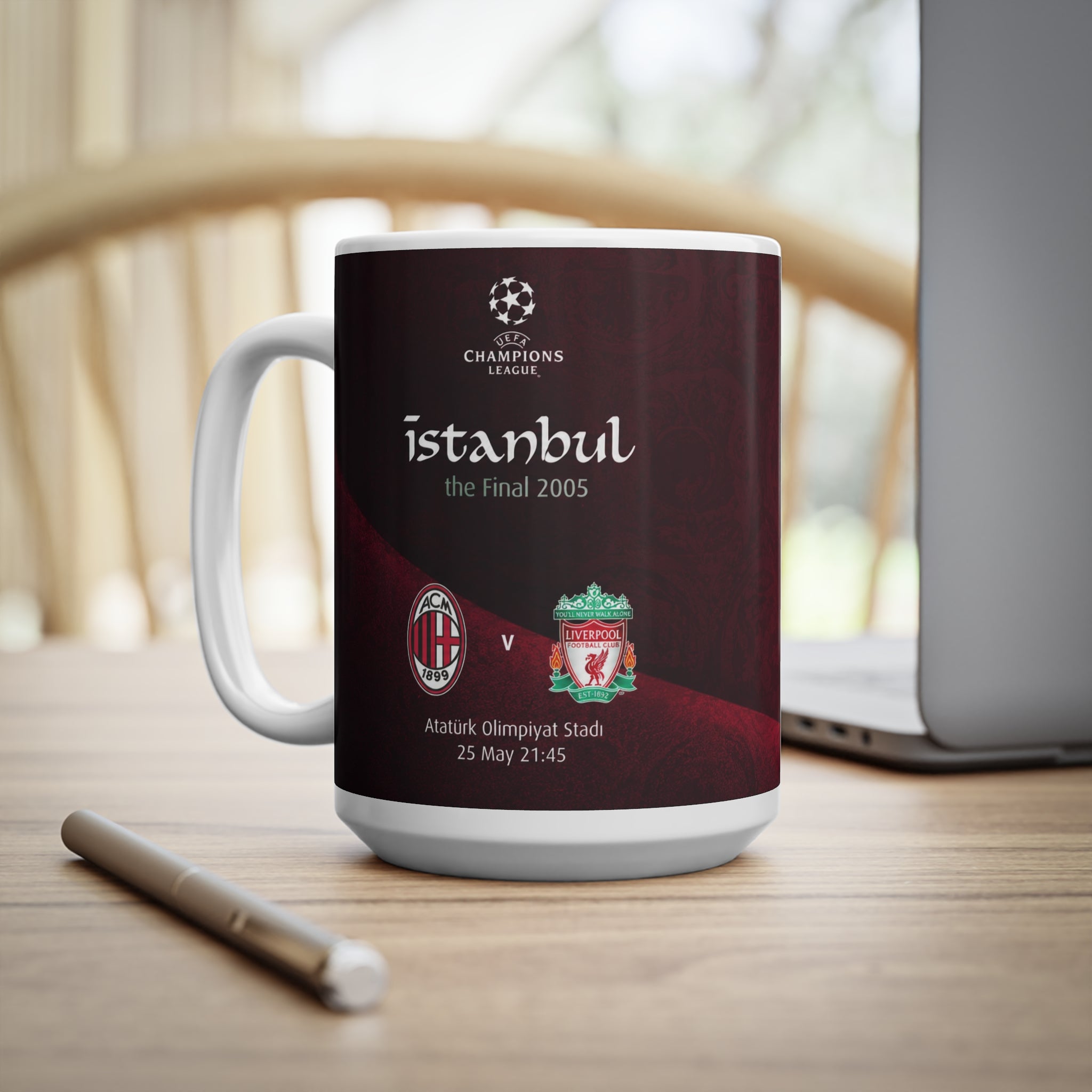 2005 Champions League Final Programme Cover Inspired Mug — AC Milan vs Liverpool 11oz/15oz Ceramic