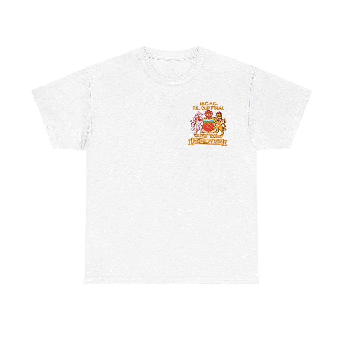 Manchester City 1976 League Cup Final Crest Cotton T‑Shirt — Vintage Football Fan Tee