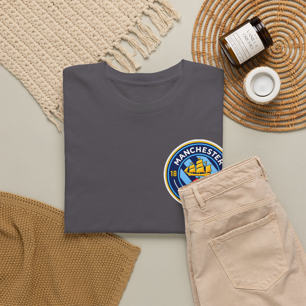Manchester City Inspired Crest T‑Shirt – Circular Badge Chest Logo Tee