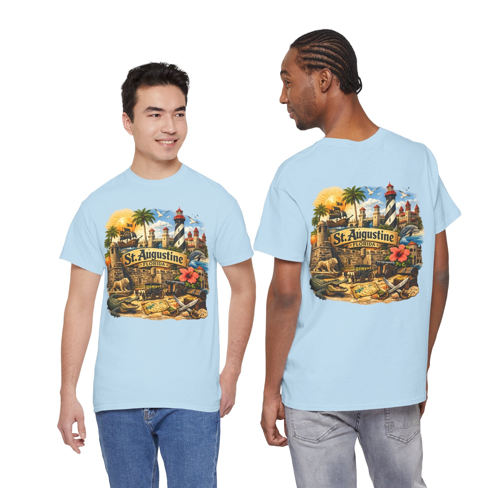 St. Augustine Florida Vintage Travel Tee — Retro Beach & Lighthouse Souvenir T-Shirt
