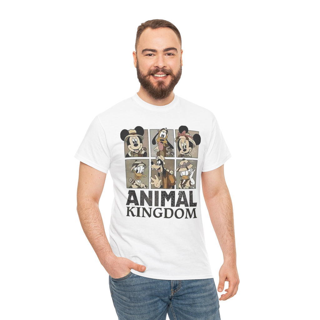 Animal Kingdom Graphic Tee — Vintage Cartoon Character Panel