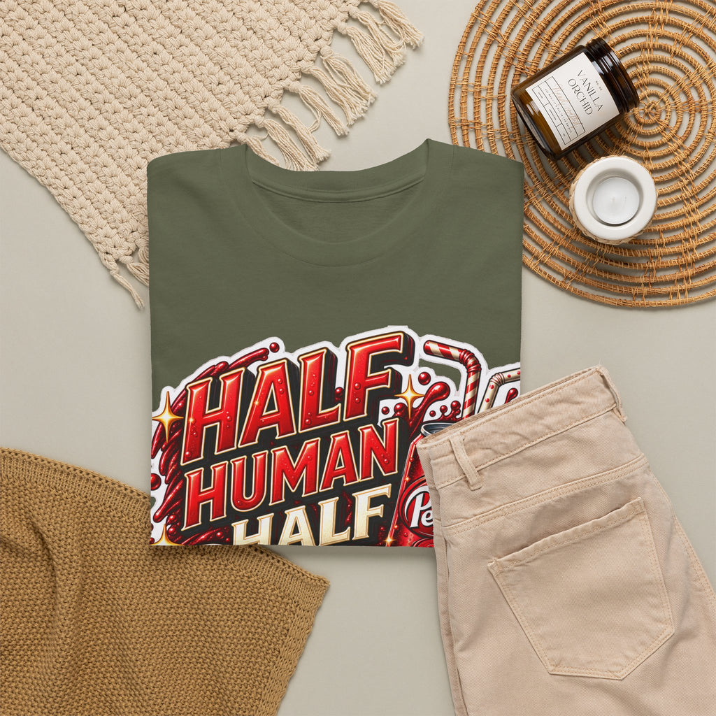 Dr Pepper Cotton T‑Shirt — "Half Human Half Dr Pepper" Retro Soda Graphic Tee