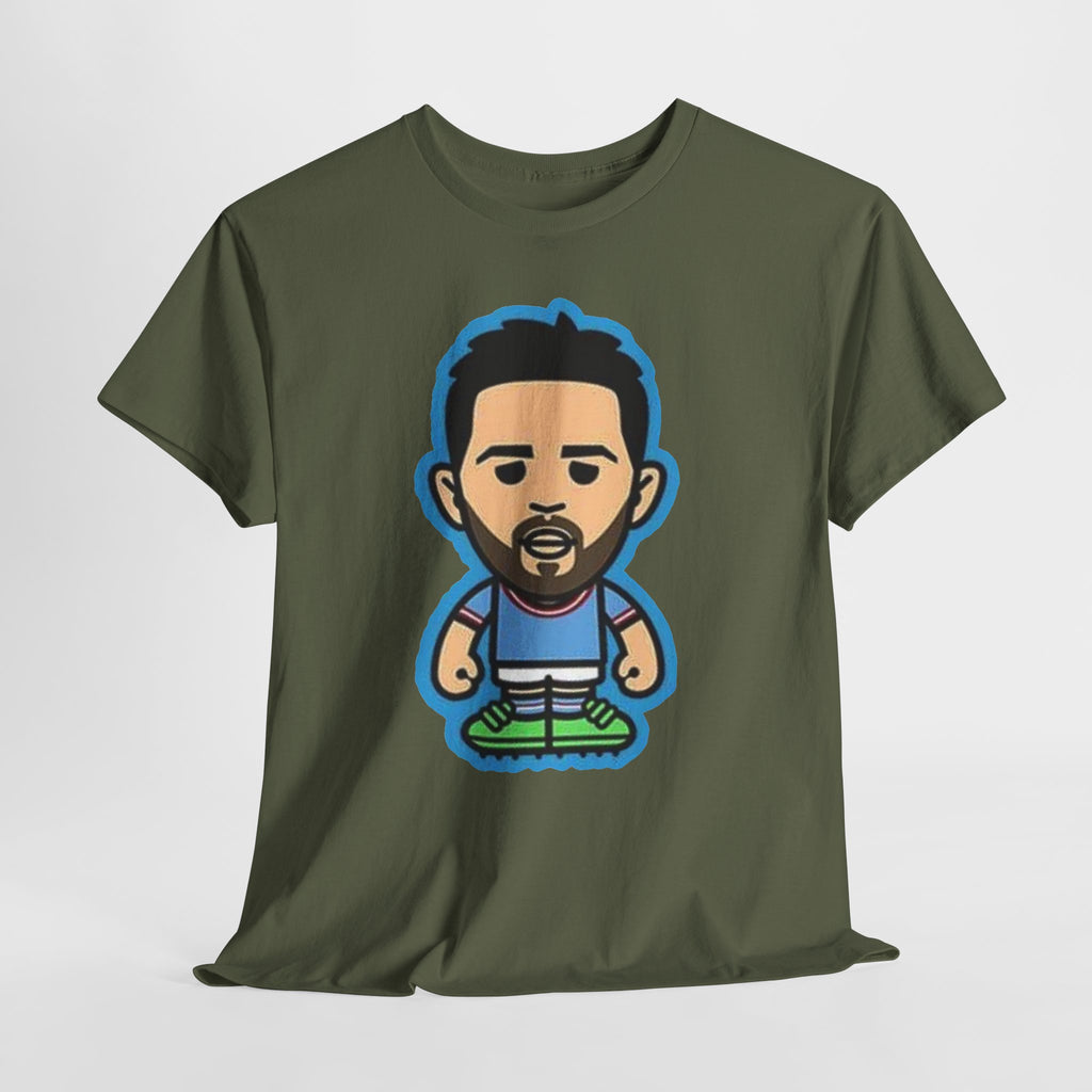 Bernardo Silva Manchester City Legend Graphic Tee — Player Cartoon Front & Tribute Poster Back
