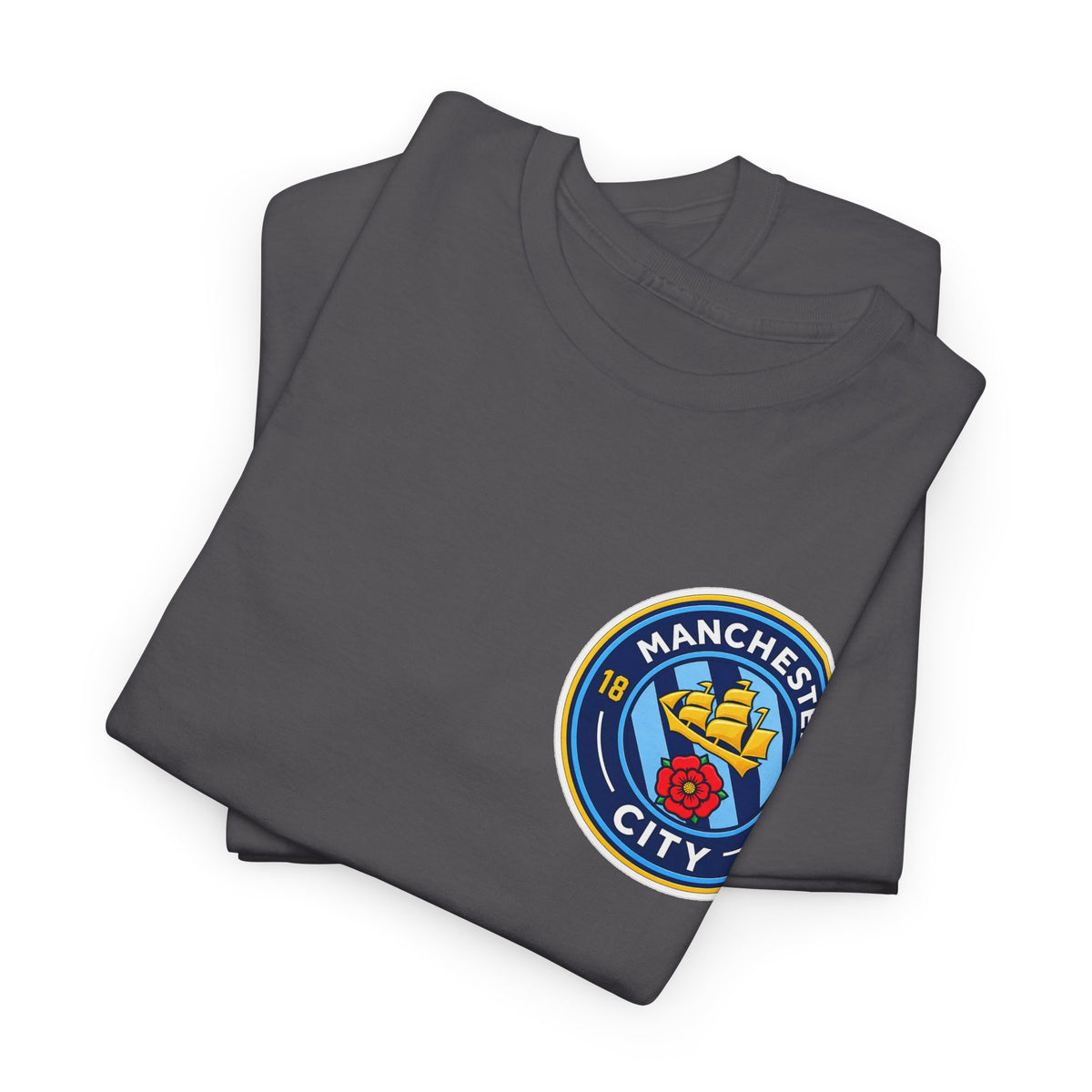Manchester City Inspired Crest T‑Shirt – Circular Badge Chest Logo Tee