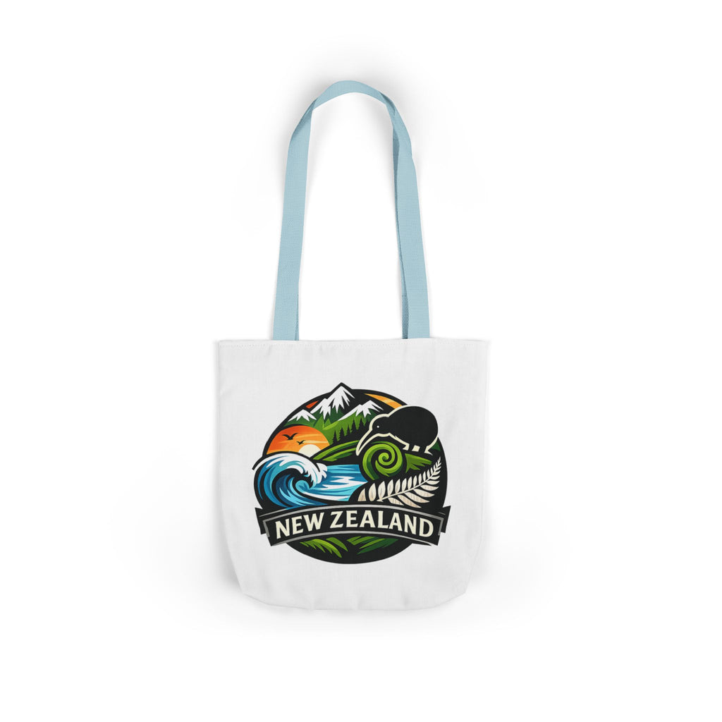 New Zealand Scenic Tote Bag — Kiwi, Mountains & Waves Canvas Tote