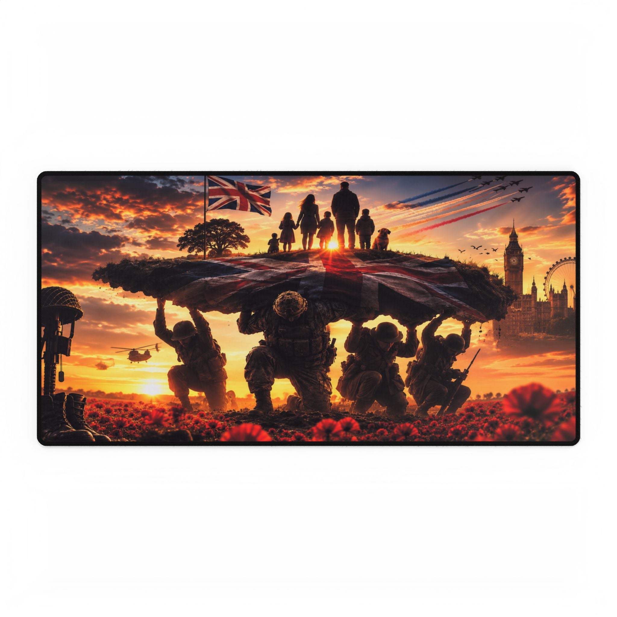 Veteran Tribute Desk Mat – Remembrance Poppy Battlefield Scene
